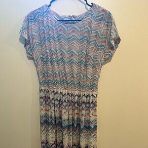 80s Vintage Chevron Patterned Summer Dress